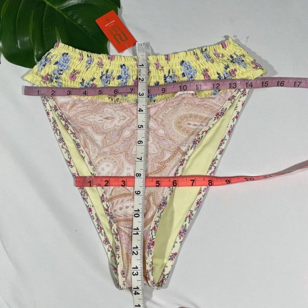 NWT River Island [ 10 US ] Mixed‎ Floral High Rise Bikini bottoms in Yellow
